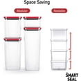 thumbnail image 2 of Neoflam Smart Seal 8pc Patent Airtight Kitchen Pantry Canister/Organizer Clear Plastic Container & Simple Twist, 100% Leak Proof, Dishwasher Safe, BPA Free, Dry Food Storage Set, Square, Black/Red Lid, 2 of 7
