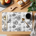 thumbnail image 2 of Summer Conch Placemats Set of 4 Retro Black White Shell Starfish Watercolor Heat Insulation Washable Place Mats, Non-Slip Table Mats for Dining Table Party Kitchen Decor,13x19 Inch, 2 of 9