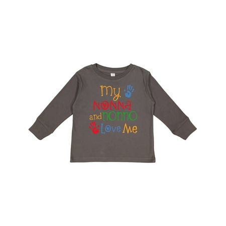 

Inktastic My Nonna and Nonno Love Me Grandchild Gift Toddler Boy or Toddler Girl Long Sleeve T-Shirt