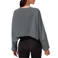 thumbnail image 4 of Lantern Sleeve Women Long Sweatshirt Top Short Round Neck Loose Casual Sportswear, 4 of 5