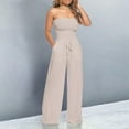 thumbnail image 2 of Women's Elegant Ruffle Lace Sleeveless Jumpsuit with Front Tie Detail and Medium Straight Leg Trousers, 2 of 5