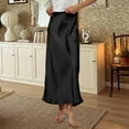 thumbnail image 6 of WULMLEO Women's Elegant Satin Skirts High Waisted Flared Casual Work Office Fishtail Midi Skirt Black S, 6 of 6