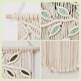 thumbnail image 4 of Mictong Tapiz decorativo de hilo con encaje de hojas verdes estilo bohemio, ideal para dormitorio, estilo rústico, para decoración del hogar, color blanco, 1 pieza., 4 of 5