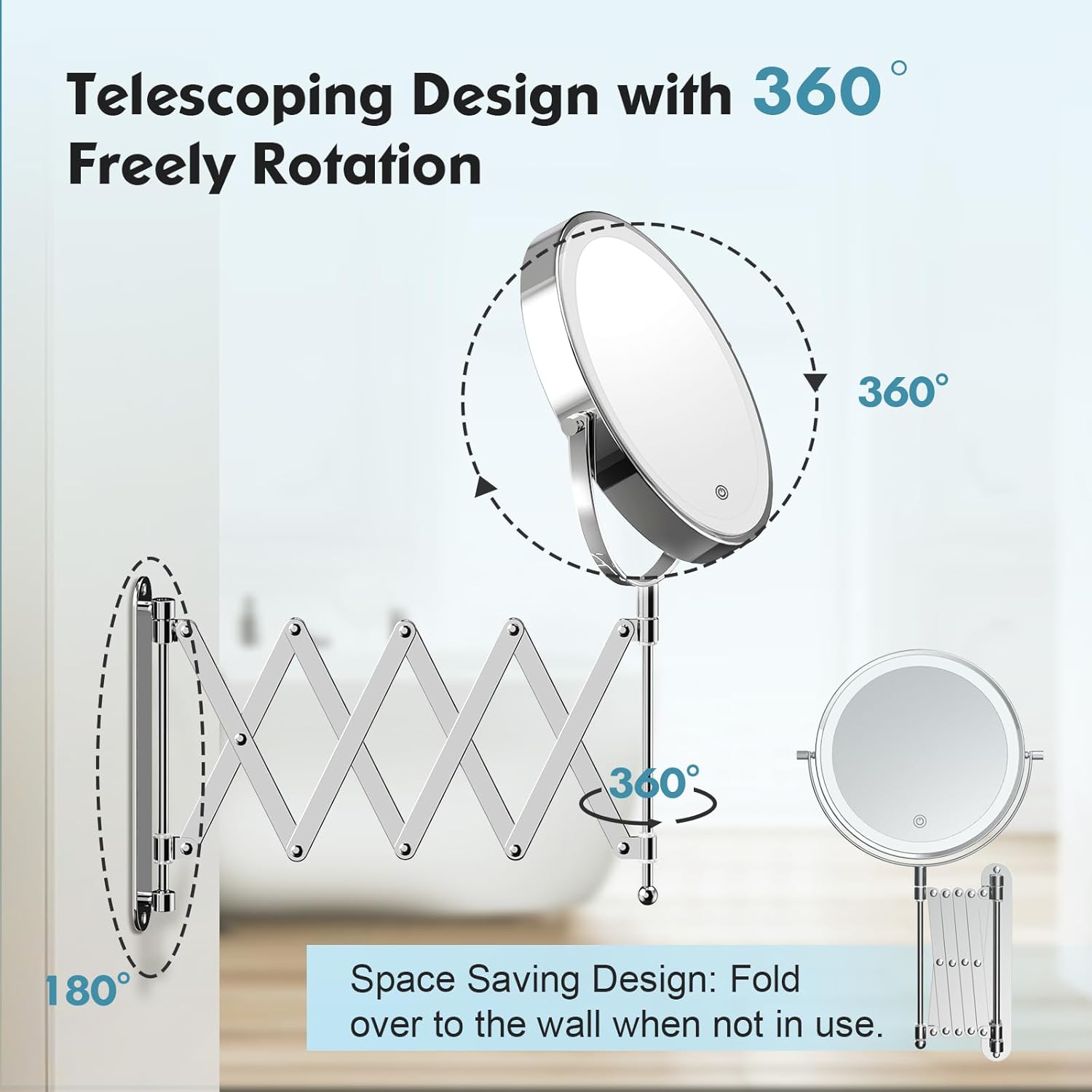 Funtouch Rechargeable Wall Mounted Makeup Mirror 8 Inch photo 2