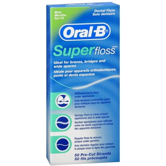 Oral-B Super Floss Pre-Cut Strands Dental Floss, Mint, 50 Each (Pack of 6)