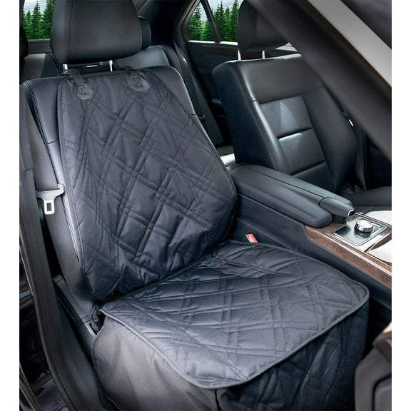 Bulldogology Front Seat Cover for Dogs - Pet Seat Covers for Cars, Trucks, Vans, and SUVs - 100% Waterproof Heavy Duty Scratch Durability, Nonslip, Side Flaps, Extra Thick Quilted Padding (Black)