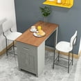 thumbnail image 2 of Costway Bar Table 35.5" Counter Height Dining Table with Storage Cabinet & Drawer Grey, 2 of 10