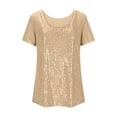 thumbnail image 5 of And Shine Girls Short Sleeve Sequin Tee Shirt Glitter Sparkly Round Neck Casual Top for Summer Season, 5 of 5