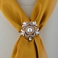 thumbnail image 2 of Women' Flower Brooch Pin, Faux Pearl Crystal Rhinestone Scarf Buckle Clip, 1.02x0.98, 2 of 8