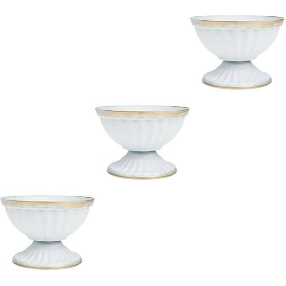 3 Count Decorative Flower Vase Gold Jug for Flowers Plant Office White