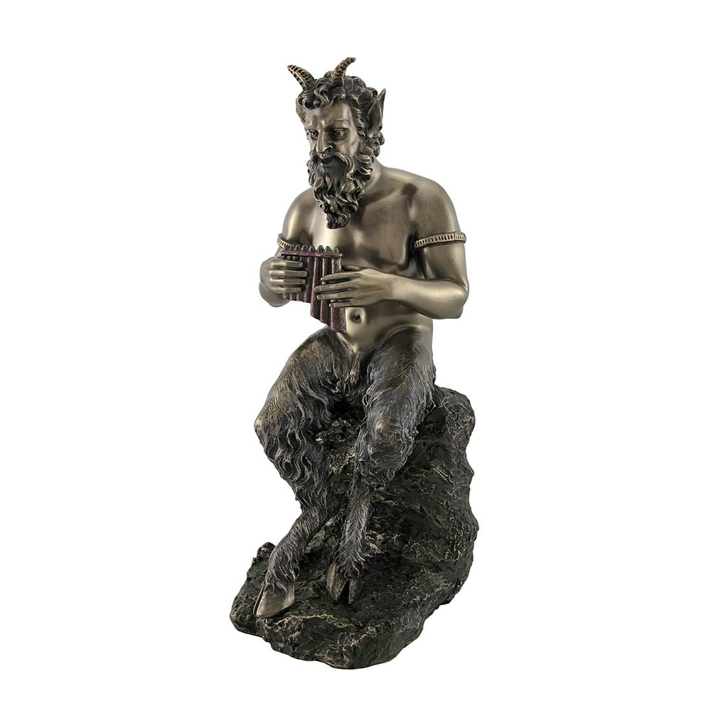 Bronzed Finish Pan Playing Flute Statue Greek Mythology Faun Walmart