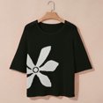 thumbnail image 4 of UDAUDU Swimsuit Coverup for Women 2026 Crochet Beach Floral Hollow Out Slit Summer Vacation Half Sleeve Cover up Tops Black 2XL, 4 of 6