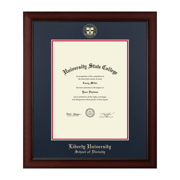 Framerly - Liberty Divinity Diploma Frame with Navy and Red Mat