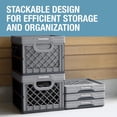 thumbnail image 3 of CleverMade Collapsible Milk Crate 25L Stackable, Stone 3 Pack, 3 of 10
