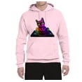 thumbnail image 2 of Wild Bobby, Neon Retro Rainbow DJ MC Hip Hop Cat | Mens Cat Lover Hooded Sweatshirt Graphic Hoodie, Light Pink, Small, 2 of 4