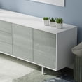 thumbnail image 3 of Atlas 78" x 28" Highboy Modern TV Stand Cabinet And Sideboard - White Frame, Grey Door/Drawers, White Base, 3 of 8