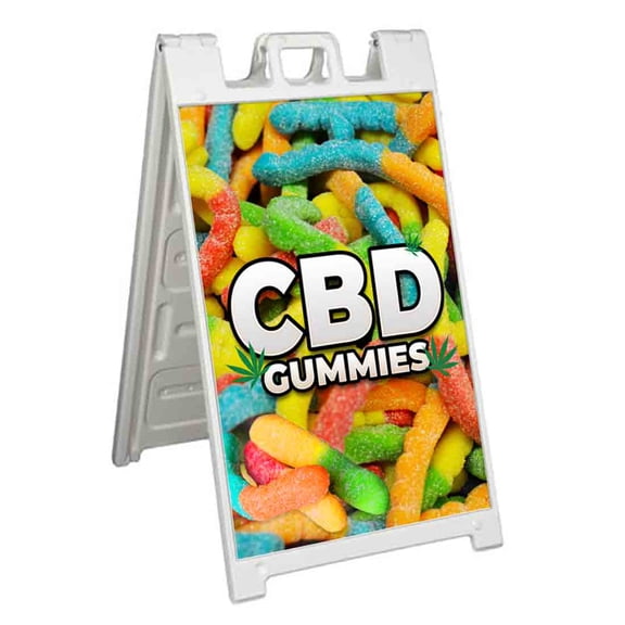 CBD Gummies (24" X 36") Standard A-Frame Signicade, Includes Decal Applied To Stand