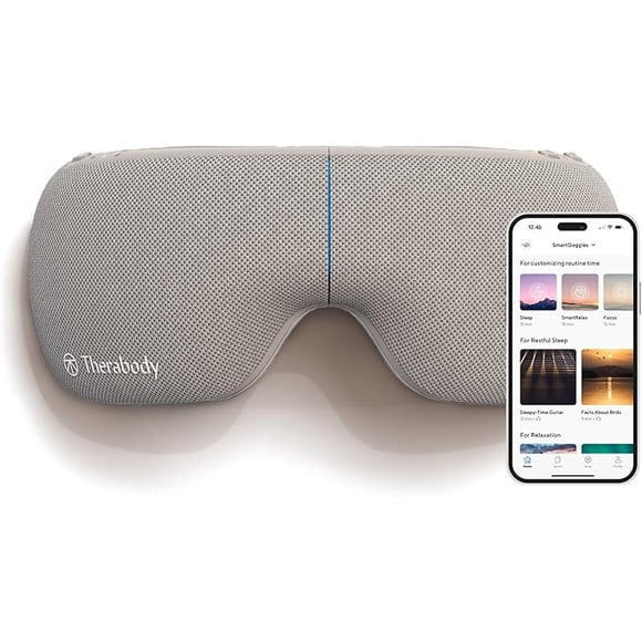 Therabody SmartGoggles Biometric Heated Eye Mask & Facial Massager for Stress, Anxiety and Tension Relief (Gray) - Refurbished Excellent