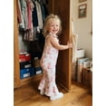 thumbnail image 3 of BemeyourBBs Toddler Baby Girls Summer Clothes Bee Western Boots Cherry Romper Overalls Jumpsuit Bell Bottoms Casual Tie Shoulder Flared Pants Overalls Cute Infant Spring Summer Clothes, 3 of 9