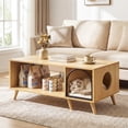 thumbnail image 2 of Gymax 40'' Coffee Table w/ Cat House 2-in-1 Farmhouse Cat Furniture Coffee Table, 2 of 10