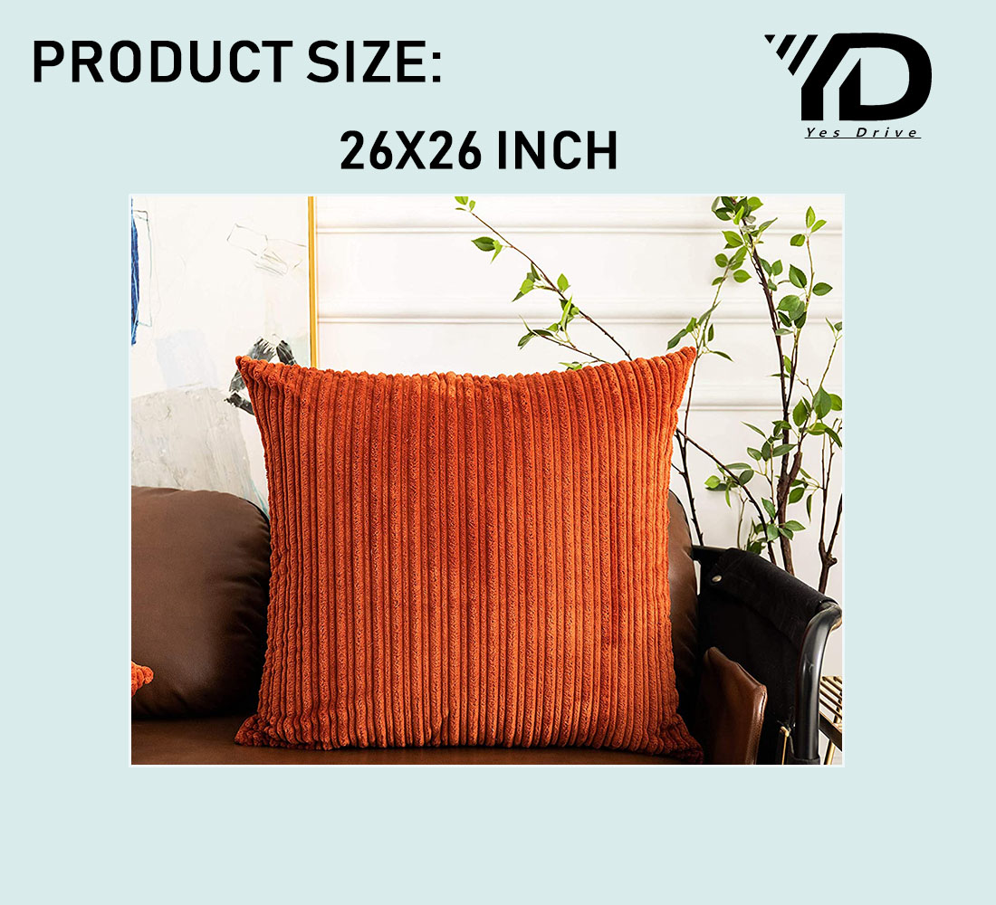 Corduroy Striped Soft Soild Decorative Square Throw Pillow Covers Set