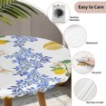 thumbnail image 3 of Summer Lemon Round Tablecloth for 36-44 Inch Tables, Fitted Table Cover with Elastic Edge, Navy Blue Spring Floral Botanical Waterproof Outdoor Table Cloth Protector for Patio Garden Dinner Picnic, 3 of 9