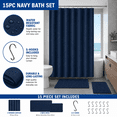 thumbnail image 2 of Mainstays 15-Piece Navy Checkered Bathroom Set – Textured Shower Curtain, Bath Rugs & Hooks, Washable Fabric, 2 of 13