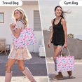 thumbnail image 6 of Large Capacity Tote Bag,Pink Dinosaurs Flowers Leaves Pattern Handbag Fashion Luxury Tote Bag,15.7"x13"x 5.1" Inches,Laptop Compatible, 6 of 6