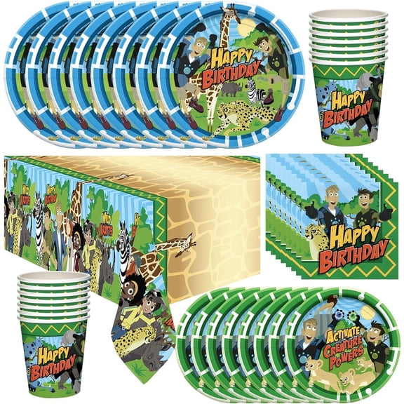 Wild Kratts Birthday Party Supplies Tableware Deluxe Set for 16 Guests