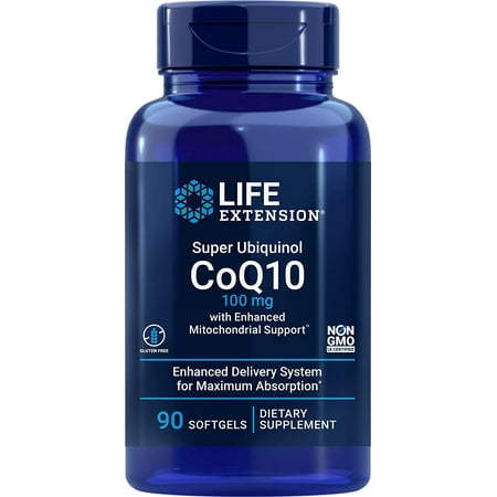 Life Extension COQ10 Super Ubiquinol 100mg with Enhanced Mitochondrial Support, 90 Softgels