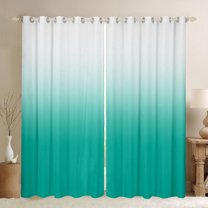 jejeloiu Modern Gradient Ink Curtains Pack of 2 (42x84 Each),Ombre Effect Curtains Blackout,White Cyan Bedroom Curtains For Teens,Luxury Bedroom Decor