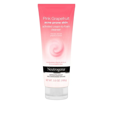 Neutrogena Pink Grapefruit Cream-to-Foam Acne Facial Cleanser, 3.5