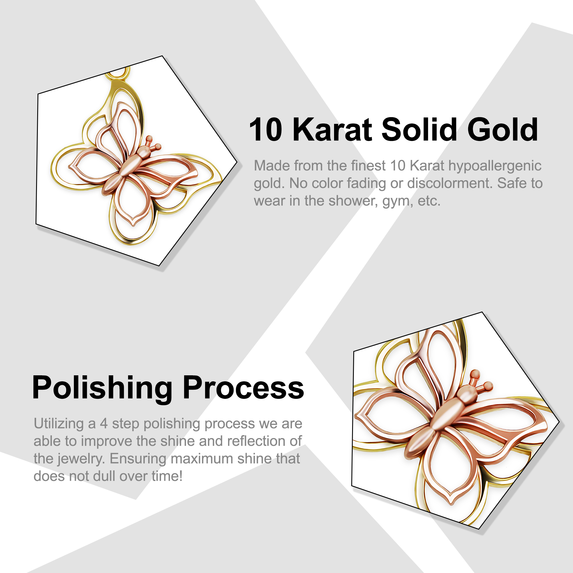Gold Butterfly Charm Pendant - 10 Karat Gold - Butterfly Jewelry - Animal Charm