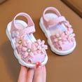 thumbnail image 2 of Shadoumai Baby Girls' Flat Sandals With Adjustable Strap Flower Closed Toe Hollow Lightweight Soft Sandals Summer Beach Shoes (Beige, 4 Infant), 2 of 9