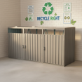 thumbnail image 2 of Homy Casa 3-Bin Metal Garbage Shed, Outdoor Galvanized Steel Trash Can Storage, Grey, 2 of 7