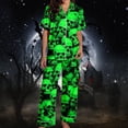 thumbnail image 2 of Halloween Pajamas Halloween Pumpkin Print Plus Size Wide Leg Button Pajamas for Women Set, 2 of 6