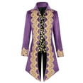 thumbnail image 2 of Juebong Medieval Clothing Mens Costumes Steampunk Jacket, Victorian Gothic Tailcoat, Fall Halloween Pirate Vampire Costumes Purple,L, 2 of 6