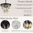 thumbnail image 4 of 3-Lights Matt Black Interior Teardrop Glass Antique Flush Mount Tiered Chandelier, 4 of 7