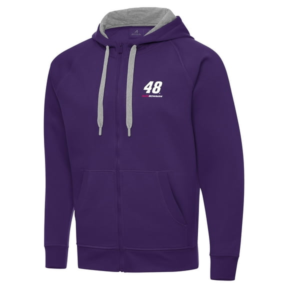 Men's-Antigua  Purple Alex Bowman Victory Full-Zip Hoodie