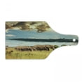 thumbnail image 1 of Safari Cutting Board, Big Savannah Family with Dark Cloudy Dramatical Sky Grassland, Decorative Tempered Glass Cutting and Serving Board, Wine Bottle Shape, Grey Yellow Blue, by Ambesonne, 1 of 1