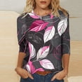 thumbnail image 2 of PuLe Long Sleeve Shirts for Women Womens 3/4 Length Sleeve Tops Casual Three Quarter Sleeve T-Shirts Round Neck Cute Tunic Tops Summer Blouses for Women 2024 ﻿, 2 of 5
