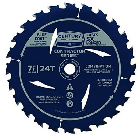 UPC: 0081838102036 | Century Drill & Tool 10203 Circular Saw Blade – 7.25 in. x 24T Combo