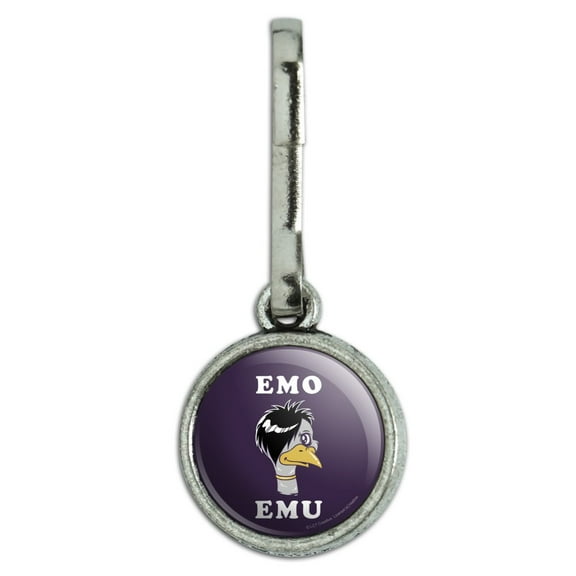Emo Emu Funny Humor Antiqued Charm Clothes Purse Suitcase Backpack Zipper Pull Aid