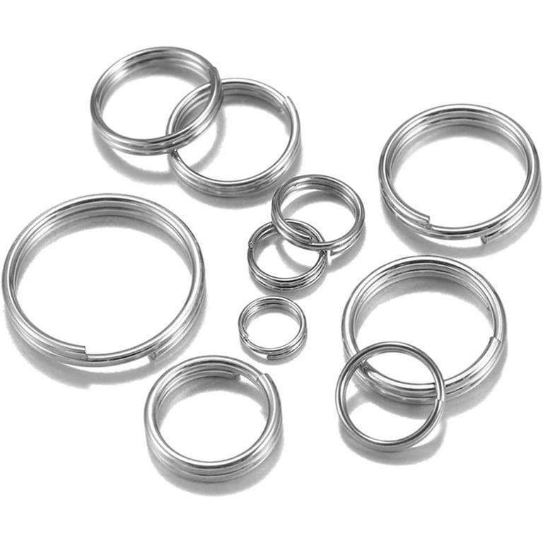 50/100pcs/lot 5-15mm Stainless Steel Open Double Jump Rings for DIY Key  Double Split Rings Connectors for Jewelry Making (Color : Stainless Steel,  Size : 0.7x7mm) 