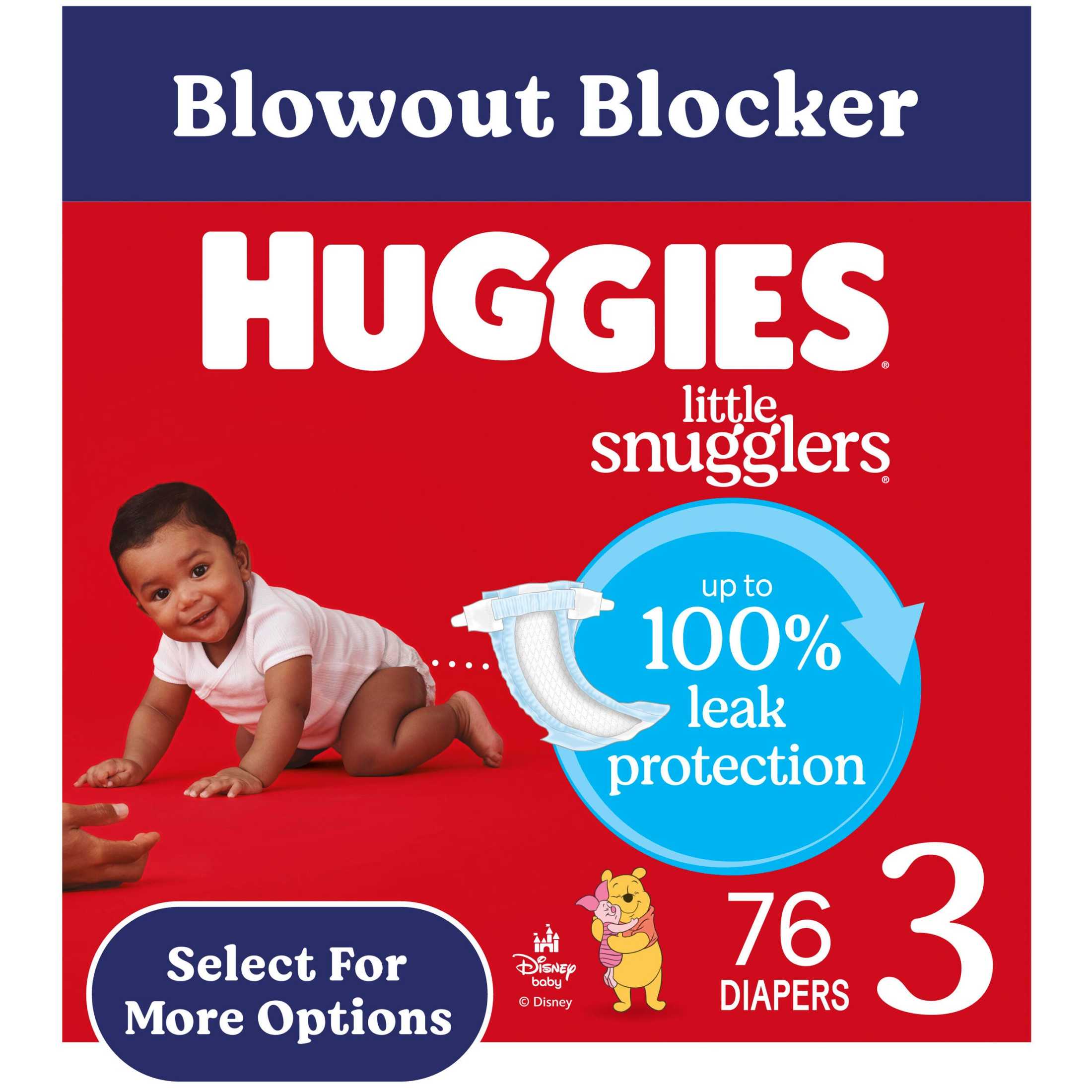 Huggies Little Snugglers Baby Diapers, Size 3 (16-28 lbs), 76 Count (Select for More)