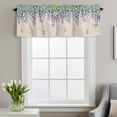 thumbnail image 4 of Spring Wisteria Window Valance for Kitchen, Watercolor Falling Purple Floral Leaf Butterfly Linen Texture Rod Pocket Short Curtain for Small Windows, Light Filtering Decorative Valance, 42 x 12 Inch, 4 of 9
