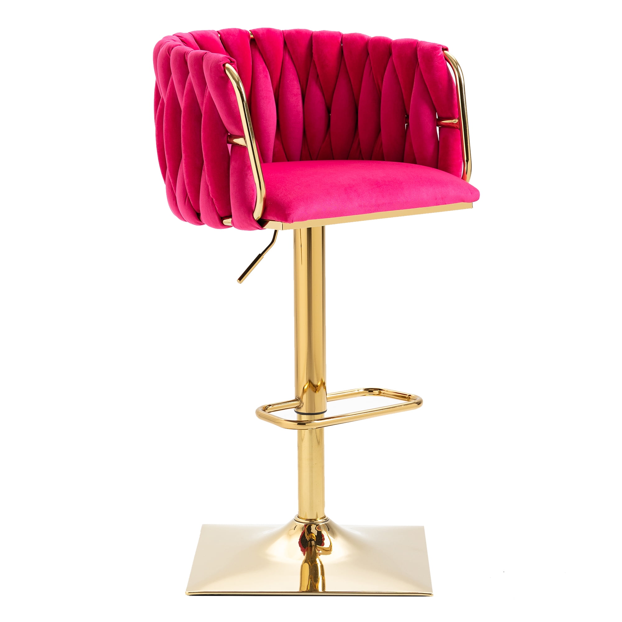 Round Kitchen High Bar Chairs with Barrel Velvet Bar Stool Chair Set of