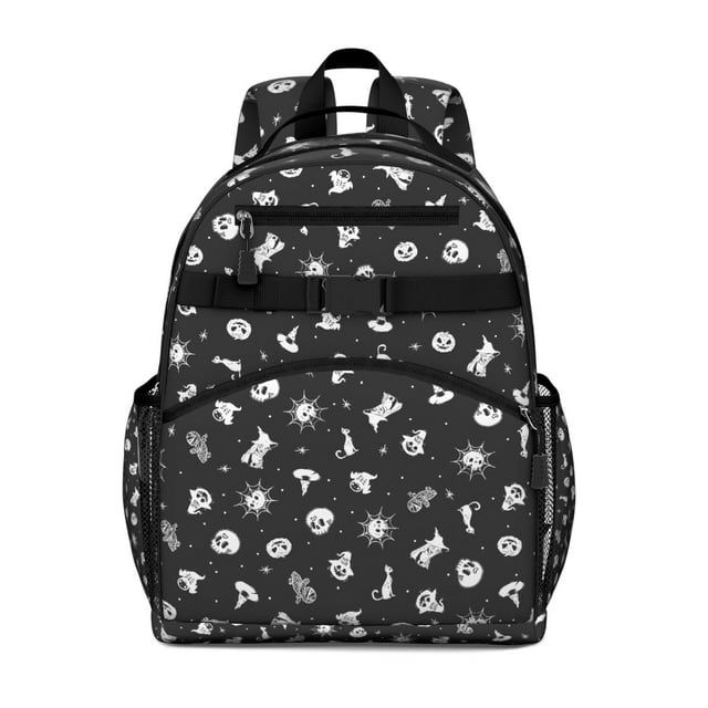 Dark Celestial Students Backpack with Gothic Moon and Starry Night Print, Cosmic Astronomical Design, Adjustable Straps and Water-resistant for Everyday Use