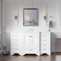 Nantucket 60" Single Bathroom Vanity with White Cabinet and Carrara Marble Top