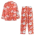 thumbnail image 4 of Renewold Durable Button Pajama Nightwear for Yoga Sleep Christmas Socks HO-HO-HO Scoop Neck Nightwear Tops Set of 2 Comfy Women Long Sleeve Tee Pants PJs Set Soft Shirts Sleepwear Size XL, 4 of 6